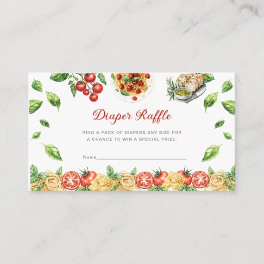 Italian Pasta Themed Diaper Raffle Card Informatiekaartje (Voorkant)