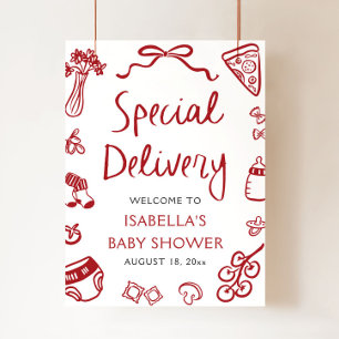 Italian Pizza Speciale bezorging Baby shower Welko Poster