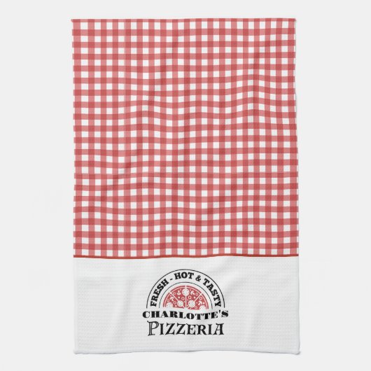 Italian Pizzeria Checkered Plaid  Theedoek (Verticaal)