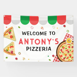 Italian Pizzeria Party Birthday backdrop Spandoek