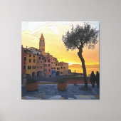 Italian Riviera Sunset Art - Canvas Print (Voorkant)