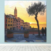 Italian Riviera Sunset Art - Canvas Print (Insitu (Houten vloer))