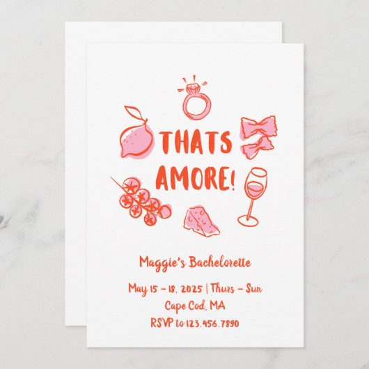 Italian Summer Bachelorette Invitation (Devant / Derrière)