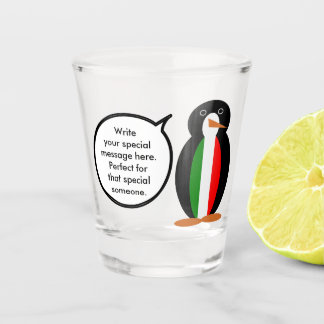 Italian Talking Ms Penguin Personalized  Shot Glas