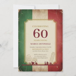 Italian Vintage 60th Birthday Invitation Kaart