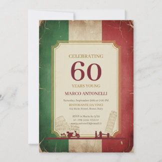 Italian Vintage 60th Birthday Invitation Kaart
