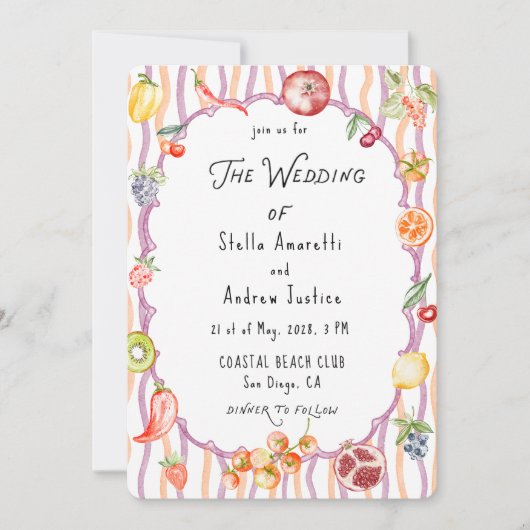 Italian Watercolor Rustic Wedding Invitation (Devant)