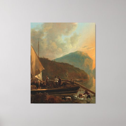 Italianate River Landscape, Adam Pijnacker, ca. 16 Canvas Afdruk (Voorkant)