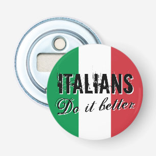 Italianen doen het beter met een grappige blikvang button flesopener
