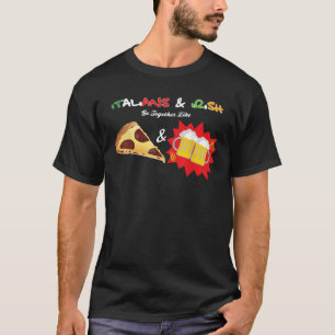 Italianen en Ieren gaan samen als pizza bier grapp T-shirt
