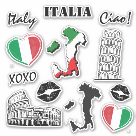 Italie 12pc Variety Sticker Pack (Devant)
