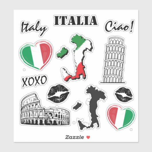 Italie 12pc Variety Sticker Pack (Feuille)