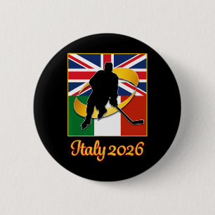 Italië 2026 IJshockey Verenigd Koninkrijk Italië V Ronde Button 5,7 Cm