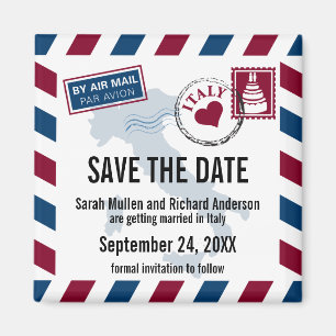 Italië Air Mail Bruiloft Save the Date Magneet