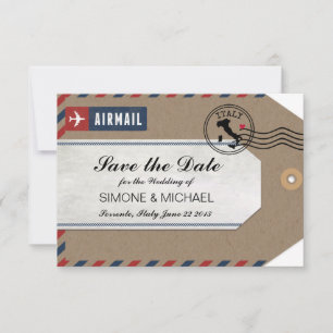 Italië Airmail Bagagelabel Opslaan Datum Save The Date