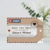 Italië Airmail Bagagelabel sparen de Datum met Kaa Save The Date (Staand voorkant)