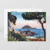 Italië, Alassio, Beach en offshore eiland Briefkaart (Voorkant / Achterkant)