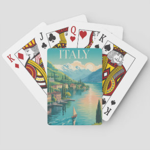 Italië Amalfi-kust Illustratie Reis Kunst Vintage Pokerkaarten