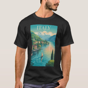 Italië Amalfi-kust Illustratie Reis Kunst Vintage T-shirt