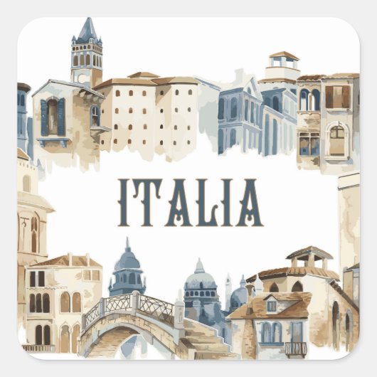 Italië Architectuur Vierkante Sticker (Voorkant)