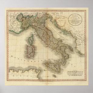 Italië Atlas Map Poster