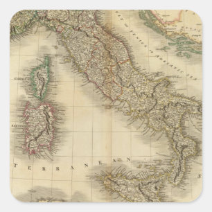 Italië Atlas Map Vierkante Sticker