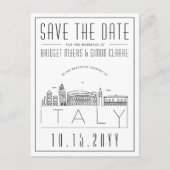 Italië bruiloft | Gestileerde skyline De datum ops Briefkaart (Voorkant)