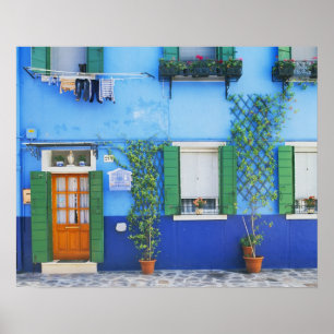 Italië, Burano. Een kleurrijk huis in Burano nabij Poster