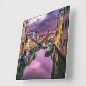 Italie Canal Venise Acrylique Horloge murale (Angle)