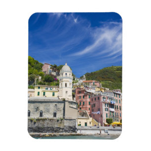 Italië, Cinque Terre, Vernazza, Haven en Kerk Magneet