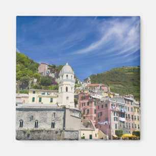 Italië, Cinque Terre, Vernazza, Haven en Kerk Magneet