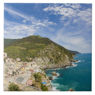 Italië, Cinque Terre, Vernazza, Stadsgezicht aan d Tegeltje