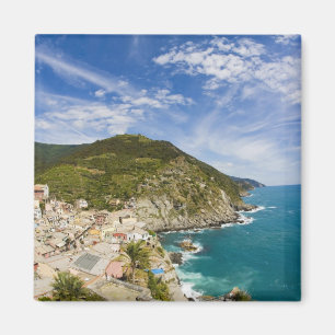 Italië, Cinque Terre, Vernazza, Stadsgezicht op ee Magneet