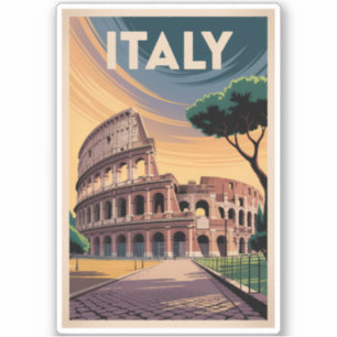 Italië Colosseum Illustratie Reis Kunst Vintage Sticker