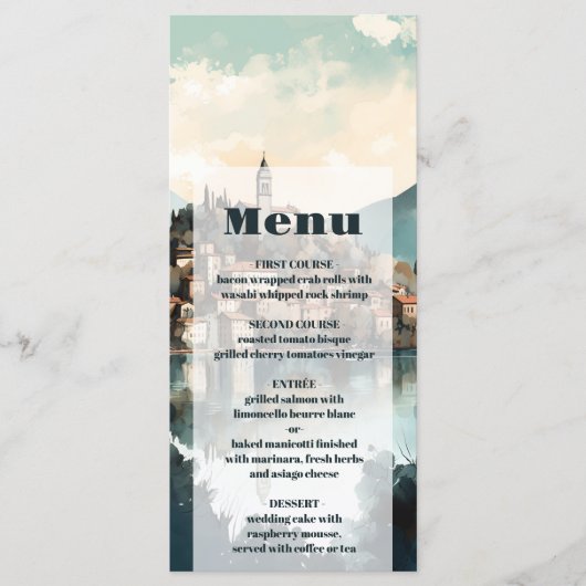 Italië Comomeer Bestemming Bruiloft Menu (Voorkant)