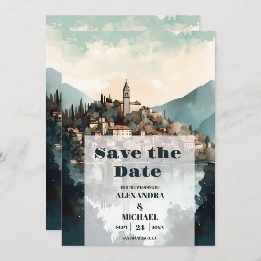 Italië Comomeer Bestemming Bruiloft Save The Date (Voorkant / Achterkant)