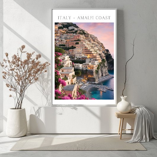 Italie Côte Amalfi Positano Fleurs Imprimer Poster
