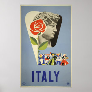 Italië David Statue Vintage Poster