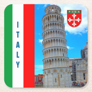 Italië - de Leunende Toren van Pisa Vierkante Kartonnen Onderzetter