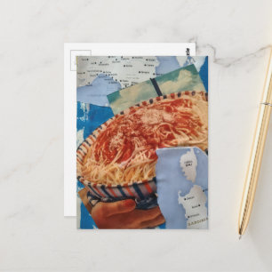 Italië en een bord spaghetti collage briefkaart
