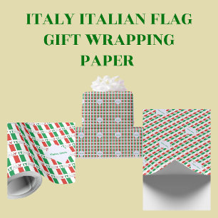 Italië en Italiaanse vlag betegelde groene persona Cadeaupapier