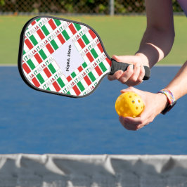 Italië en Italiaanse Vlag Getegeld met Uw Naam Pickleball Paddle