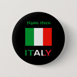 Italië En Italiaanse Vlag Groen Personalisatie Her Ronde Button 5,7 Cm
