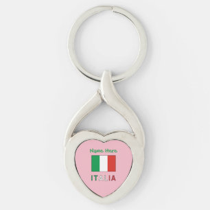 Italië en Italiaanse Vlag Groen Personalisatie Sleutelhanger
