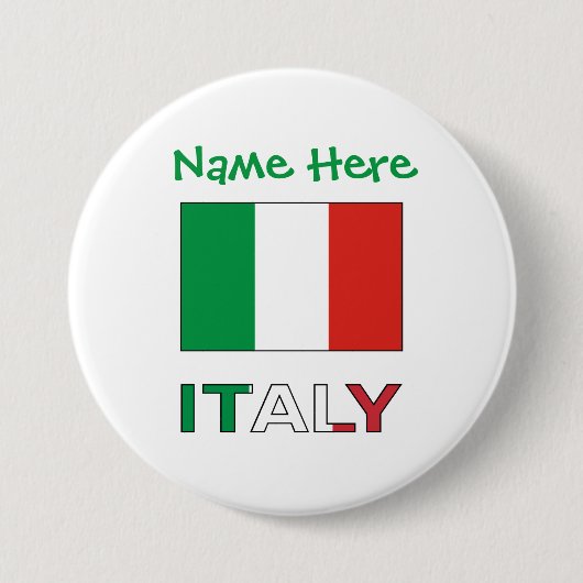 Italië en Italiaanse vlag Groene Personalisatie Ronde Button 7,6 Cm (Voorkant)