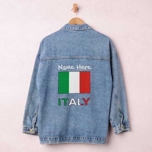 Italië en Italiaanse vlag Witte Personalisatie Denim Jacket (Hangar)