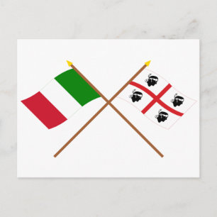 Italië en Sardegna kruisen vlaggen Briefkaart
