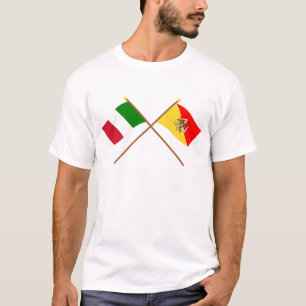 Italië en Sicilië kruisen vlaggen T-shirt
