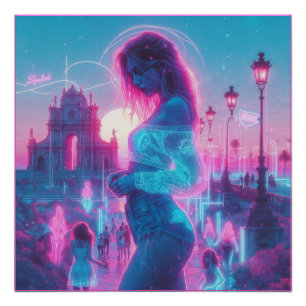 Italië   Ethische Dromerige Stedelijke Vaporwave R Perfect Poster