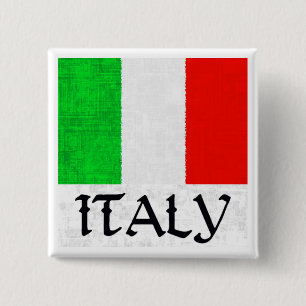 ITALIË FLAG VIERKANTE BUTTON 5,1 CM